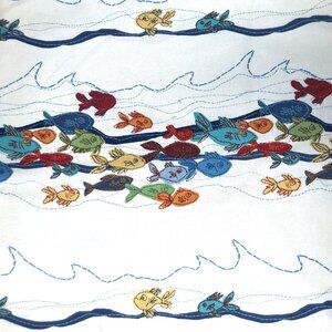 2 3/4 Yards Fish Swimming Upholstery Weight Cotton Fabric Fishes for Sewing